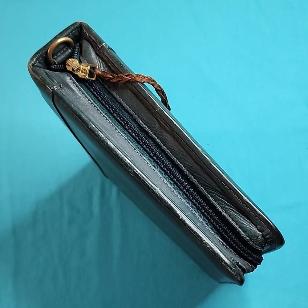 Vintage Franklin Quest Zip Around Green Leather Planner Organizer
